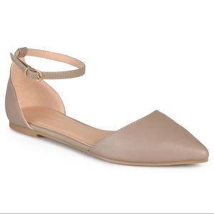 Journee Collection Women's Reba D'Orsay Flats Vegan Leather Taupe 6.5M New